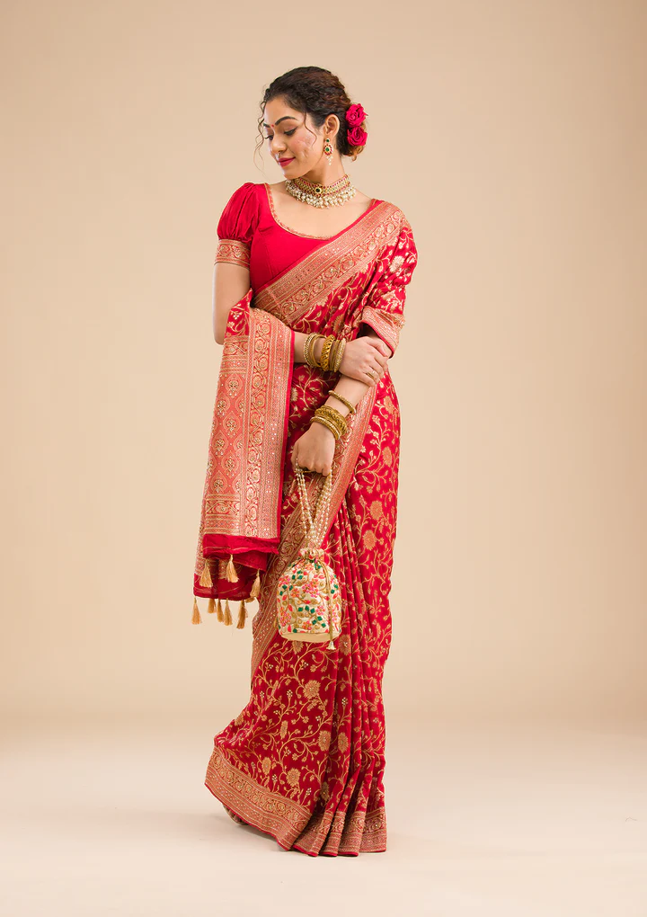 Red Zariwork Banarasi