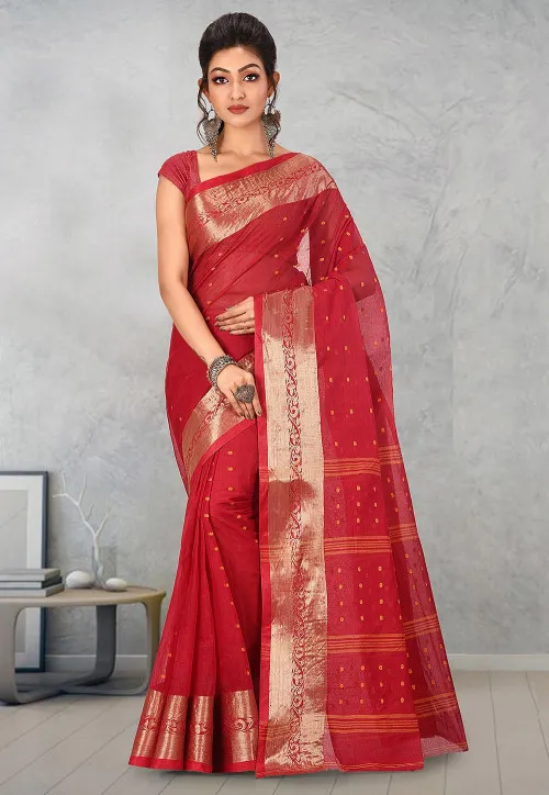 Tant Saree Red